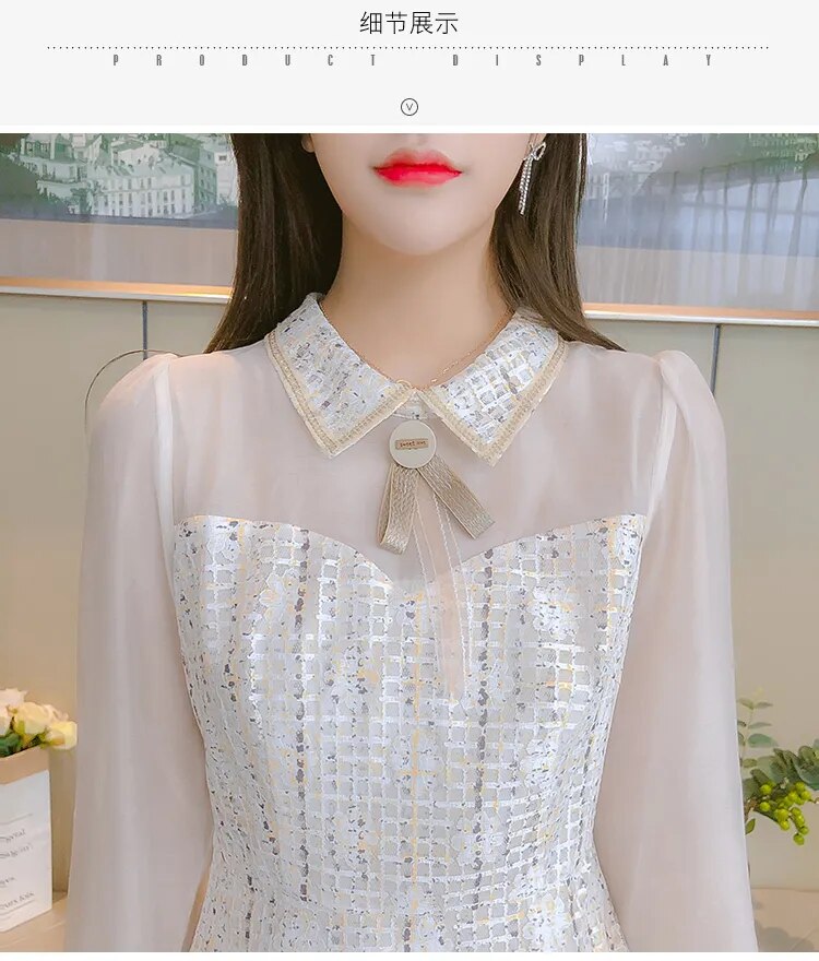 Fashion Designer Runway Dress Autumn Clothes for Women Long Sleeve Turn Down Collar Patchwork Tweed Woolen Dress femme vestidos