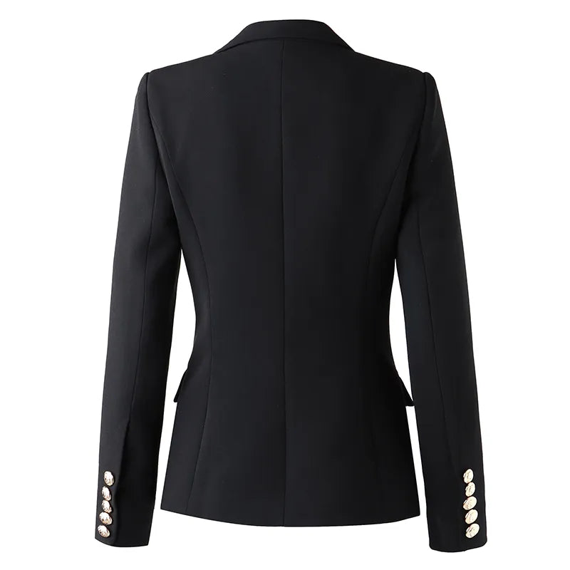 HarleyFashion Women Classic Design European Style Spring Fall Fitness Slim OL All-mtach Black Blazer High Quality