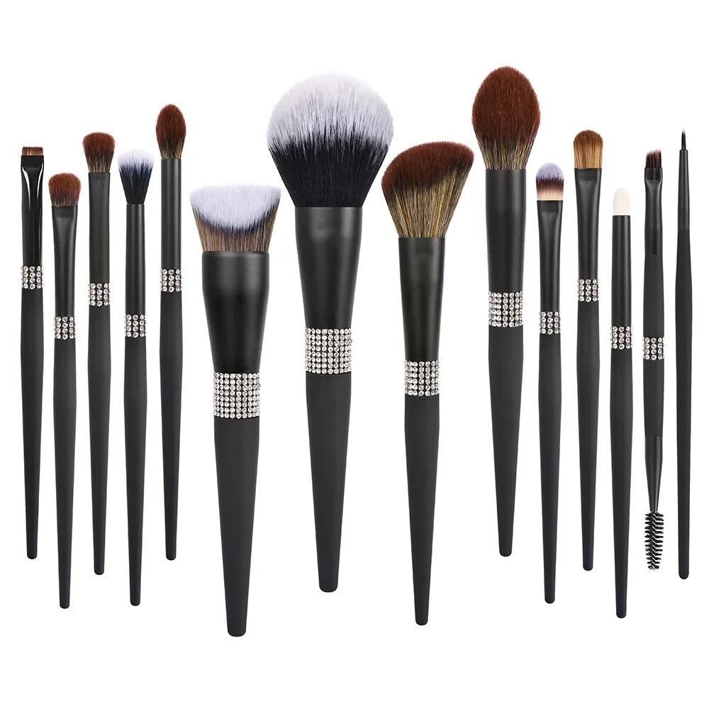 LOYBJ 10pcs Diamond Makeup Brushes Set Cosmetics Blending Tool Powder Foundation Blush Highlight Eyeshadow Eyebrow Eyelash Brush