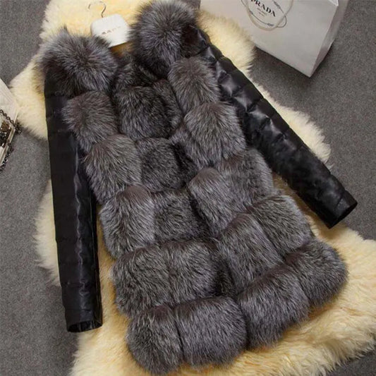 Women's fur jacket with long sleeves