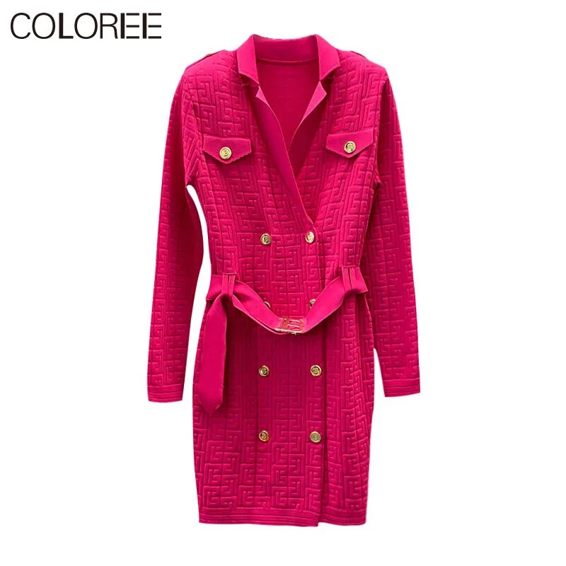 High Quality Luxury Designers Winter Clothes Women 2023 Elegant Long Sleeve Knitted Sweater Dress Korean Fashion Streetwear