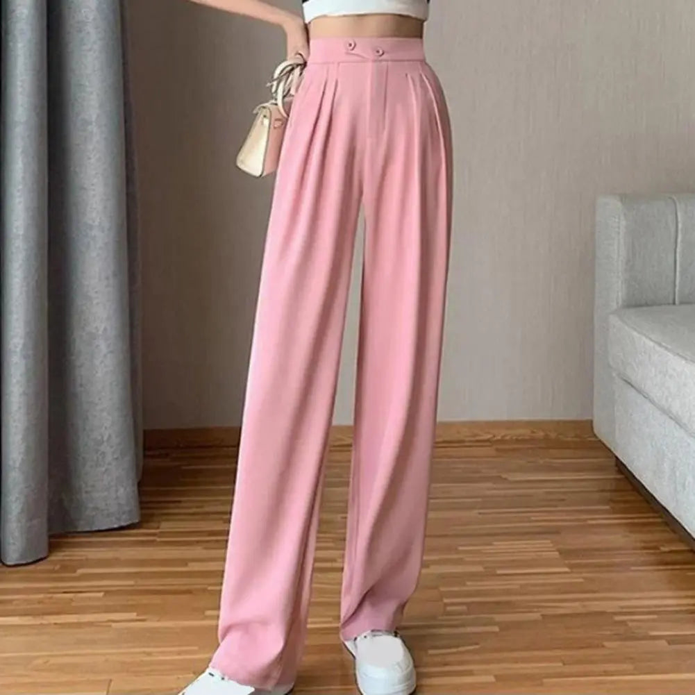 Wide Leg Pants Women's Summer Thin High Waist Hanging Sense Student Casual Pants Look Thin Loose Straight Tube Black Mop Pants