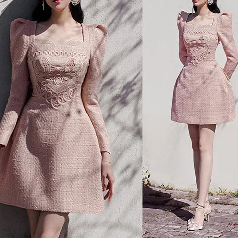 Private Clothing Celebrity Niche Dress Women's 2022 Early Autumn New Temperament Leisure Social Style Embroidery Slim Dress