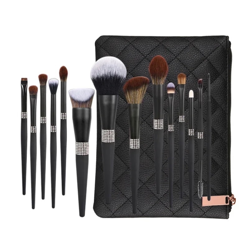 LOYBJ 10pcs Diamond Makeup Brushes Set Cosmetics Blending Tool Powder Foundation Blush Highlight Eyeshadow Eyebrow Eyelash Brush