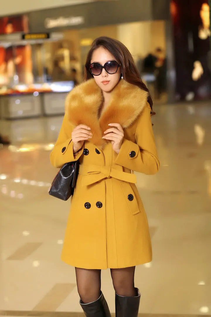 Winter Fur collar Warm Female Jacket New 2023 Fashion Coat Women Women Parka Hooded Chaquetas Veste Ropa Mujer button coat