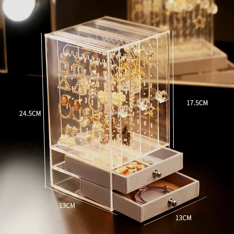 Fashionable Earrings Jewelry Box Transparent Acrylic Storage Boxes Display Rack Plastic Organizer Box