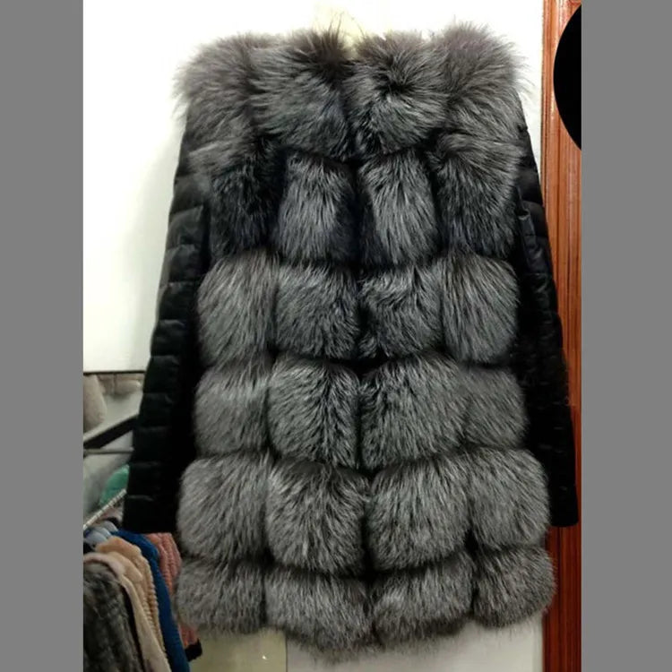 Women's fur jacket with long sleeves